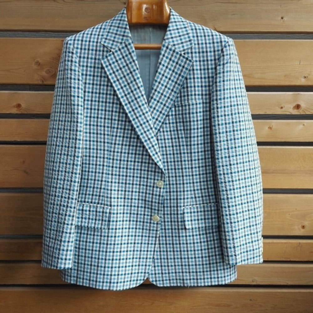 Men's Vintage Summer Sportcoat Searsucker Check